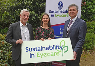 Photo with 4 people holding a Sustainability banner taken after the symposium held at the ICO conference